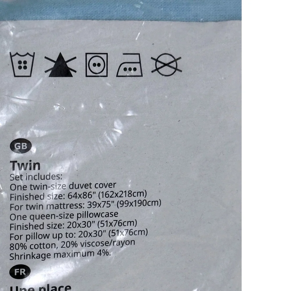 IKEA Slojsilja Twin Duvet Cover with Pillowcase Blue White Striped  205.614.05